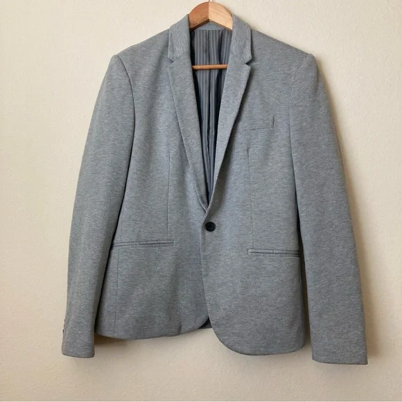 Zara Collection Gray Pinstripe One Button Blazer - Picture 3 of 8